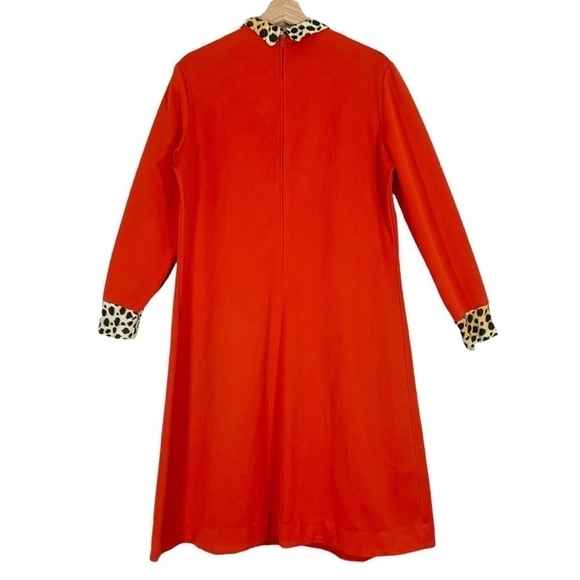 Vintage Unbranded Retro Rockabilly Midi Dress Size Large Red Animal Print - Picture 2 of 10